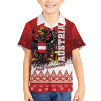 Personalized Austria Christmas Eagle Family Matching Off The Shoulder Long Sleeve Dress and Hawaiian Shirt Frohe Weihnachten - Wonder Print Shop