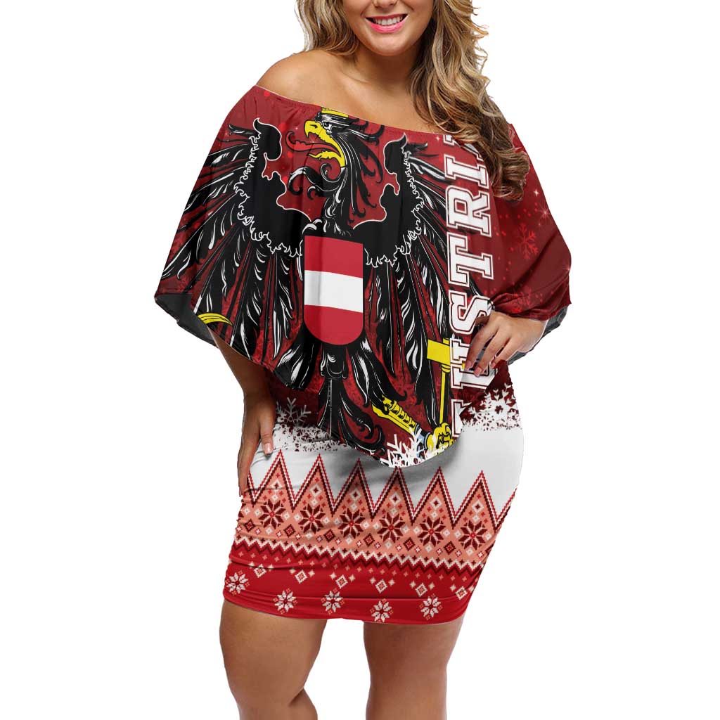 Personalized Austria Christmas Eagle Family Matching Off Shoulder Short Dress and Hawaiian Shirt Frohe Weihnachten - Wonder Print Shop