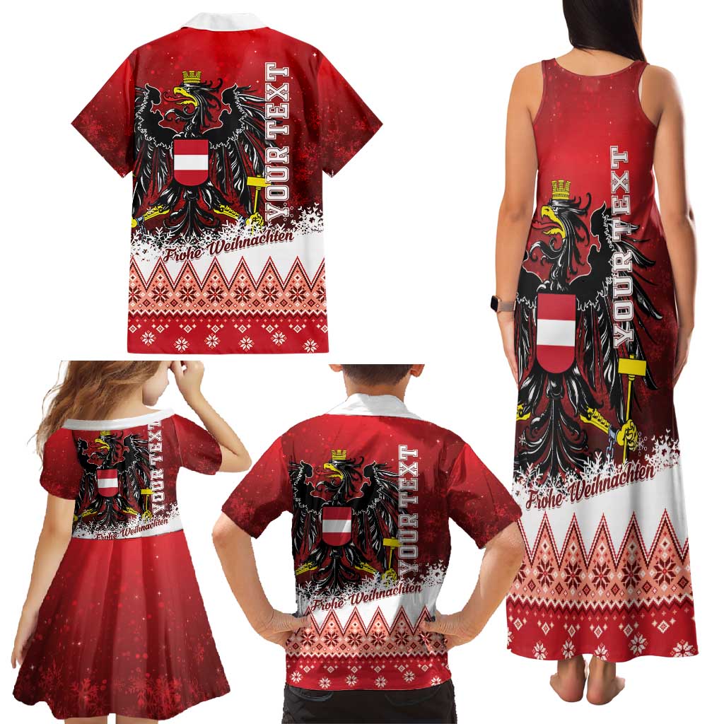 Personalized Austria Christmas Eagle Family Matching Tank Maxi Dress and Hawaiian Shirt Frohe Weihnachten - Wonder Print Shop