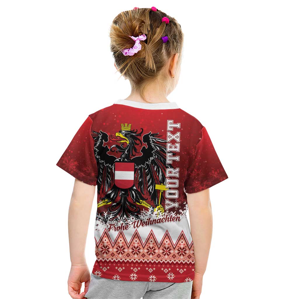 Personalized Austria Christmas Eagle Kid T Shirt Frohe Weihnachten - Wonder Print Shop