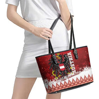 Austria Christmas Eagle Leather Tote Bag Frohe Weihnachten - Wonder Print Shop