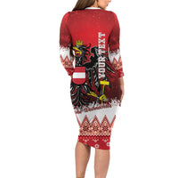 Personalized Austria Christmas Eagle Long Sleeve Bodycon Dress Frohe Weihnachten - Wonder Print Shop