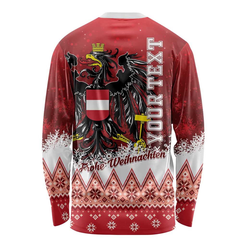 Personalized Austria Christmas Eagle Long Sleeve Shirt Frohe Weihnachten - Wonder Print Shop