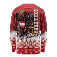 Personalized Austria Christmas Eagle Long Sleeve Shirt Frohe Weihnachten - Wonder Print Shop