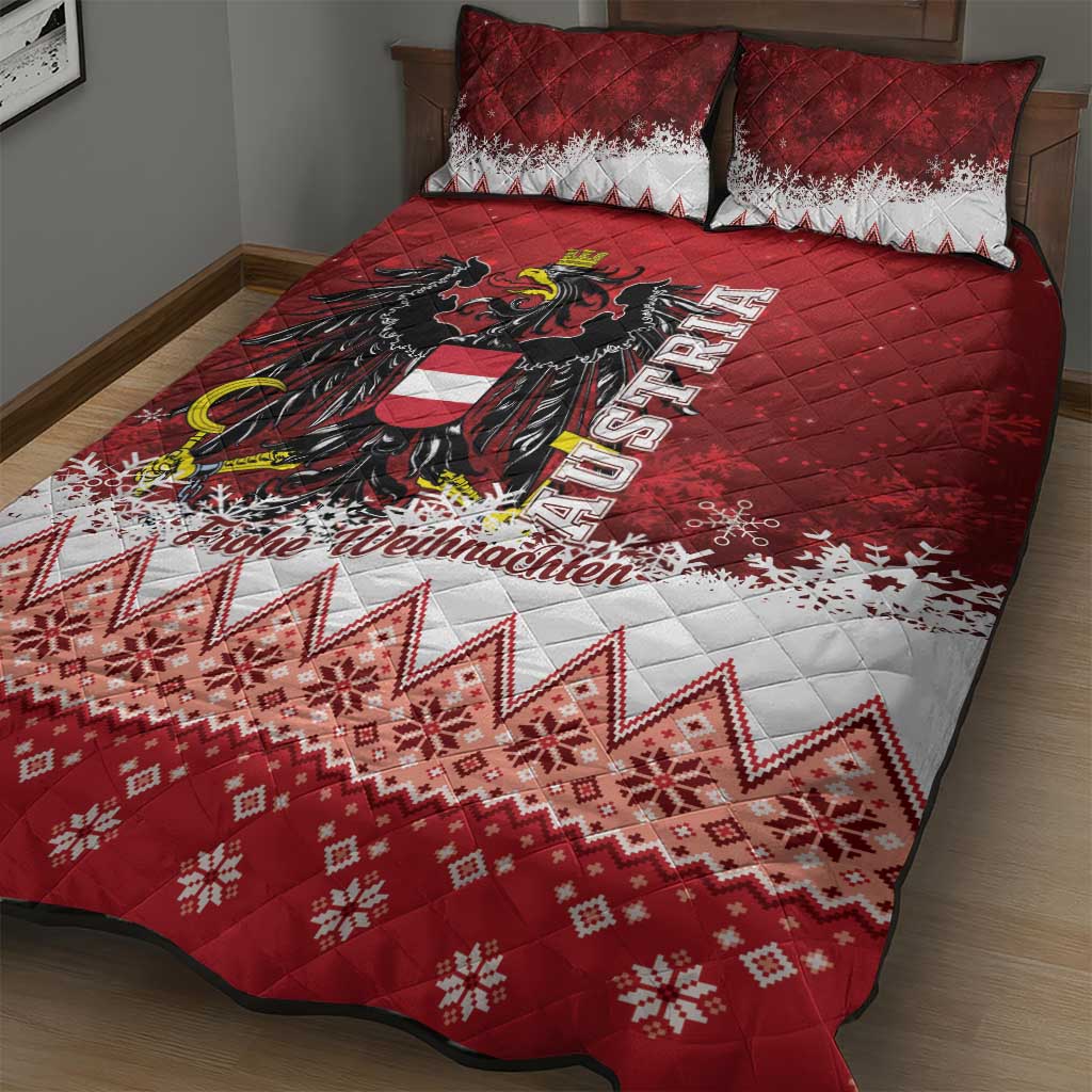 Austria Christmas Eagle Quilt Bed Set Frohe Weihnachten - Wonder Print Shop