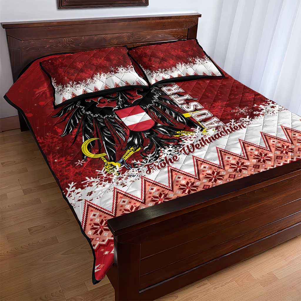 Austria Christmas Eagle Quilt Bed Set Frohe Weihnachten - Wonder Print Shop