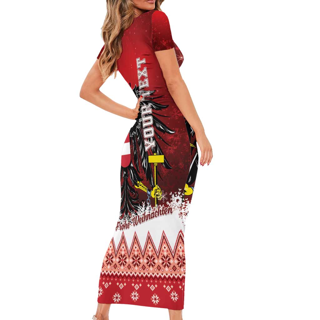 Personalized Austria Christmas Eagle Short Sleeve Bodycon Dress Frohe Weihnachten - Wonder Print Shop