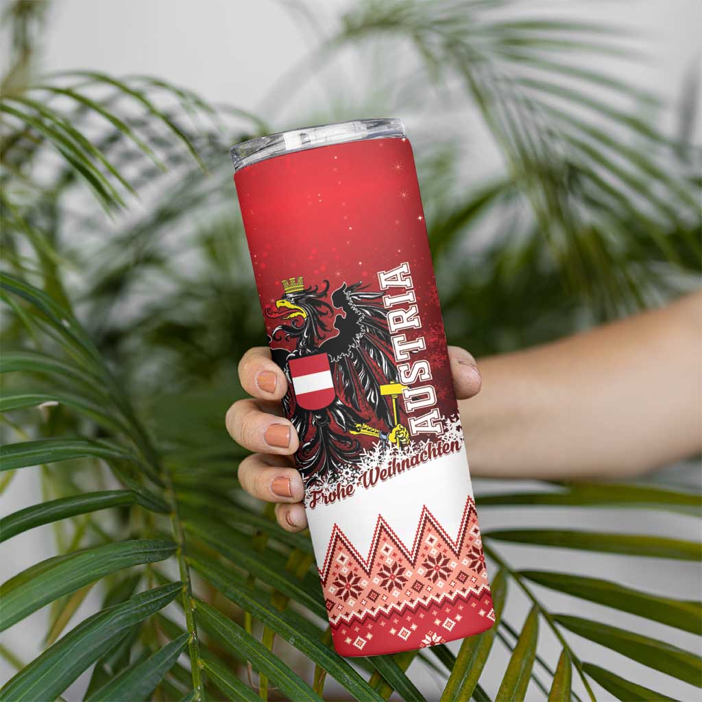 Austria Christmas Eagle Skinny Tumbler Frohe Weihnachten - Wonder Print Shop