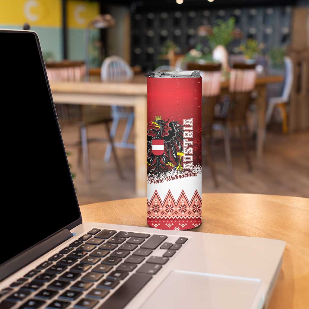 Austria Christmas Eagle Skinny Tumbler Frohe Weihnachten - Wonder Print Shop