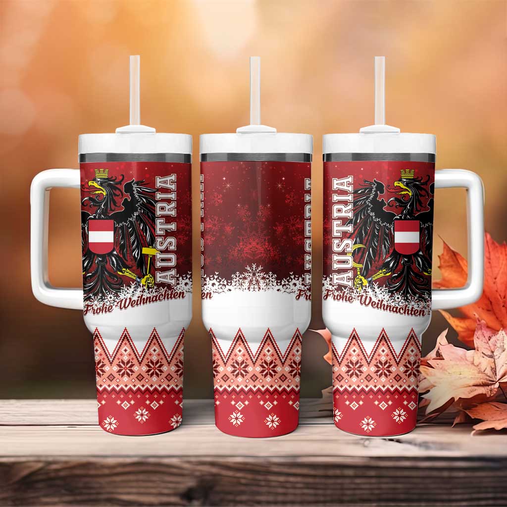 Austria Christmas Eagle Tumbler With Handle Frohe Weihnachten - Wonder Print Shop