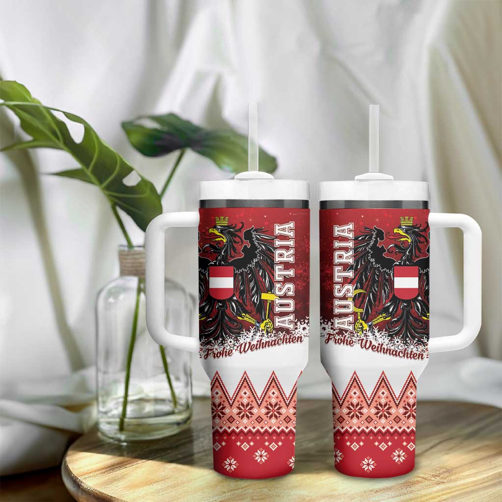 Austria Christmas Eagle Tumbler With Handle Frohe Weihnachten - Wonder Print Shop
