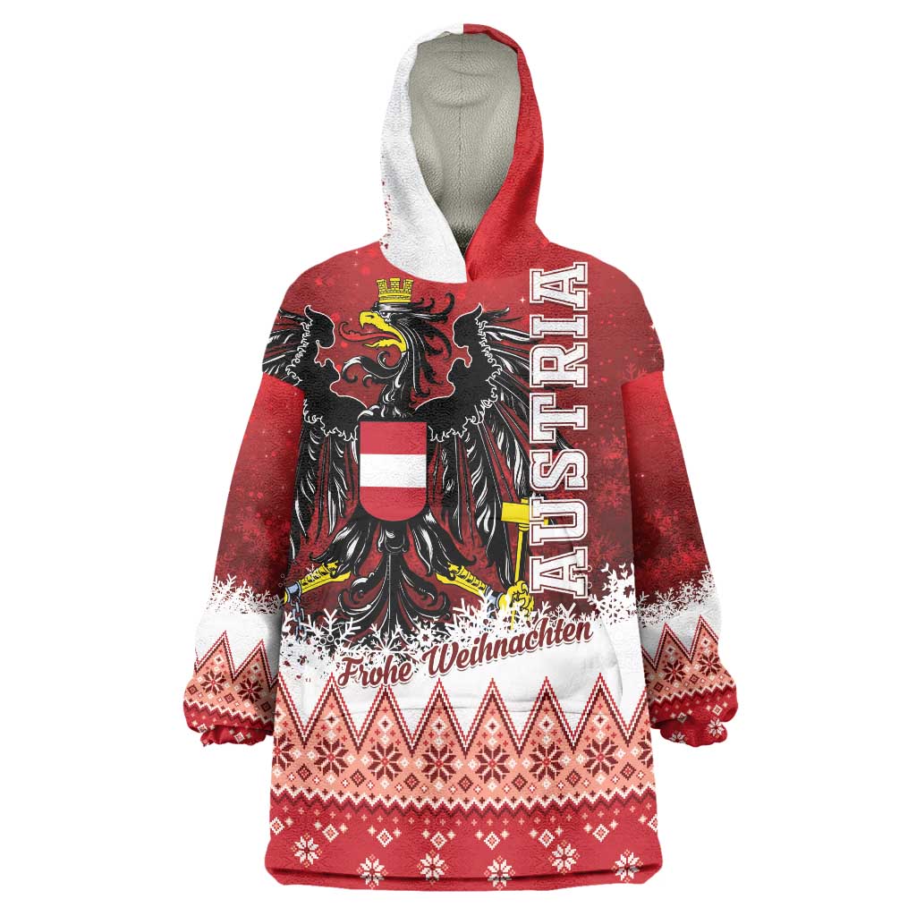 Personalized Austria Christmas Eagle Wearable Blanket Hoodie Frohe Weihnachten - Wonder Print Shop