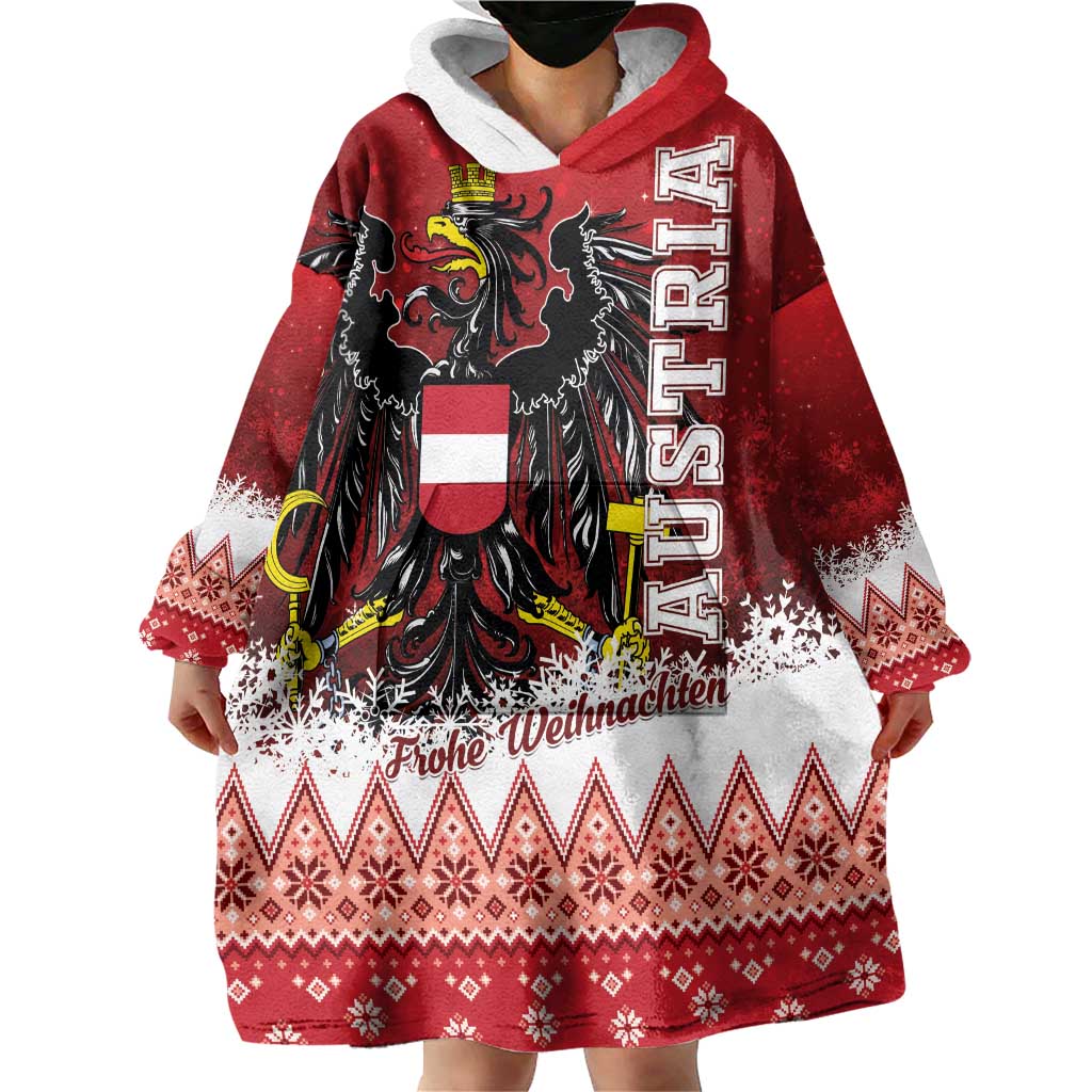 Personalized Austria Christmas Eagle Wearable Blanket Hoodie Frohe Weihnachten - Wonder Print Shop