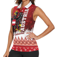 Personalized Austria Christmas Eagle Women Sleeveless Polo Shirt Frohe Weihnachten - Wonder Print Shop