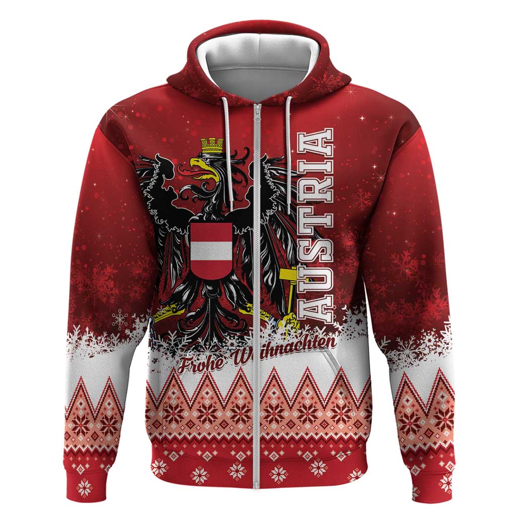 Personalized Austria Christmas Eagle Zip Hoodie Frohe Weihnachten - Wonder Print Shop
