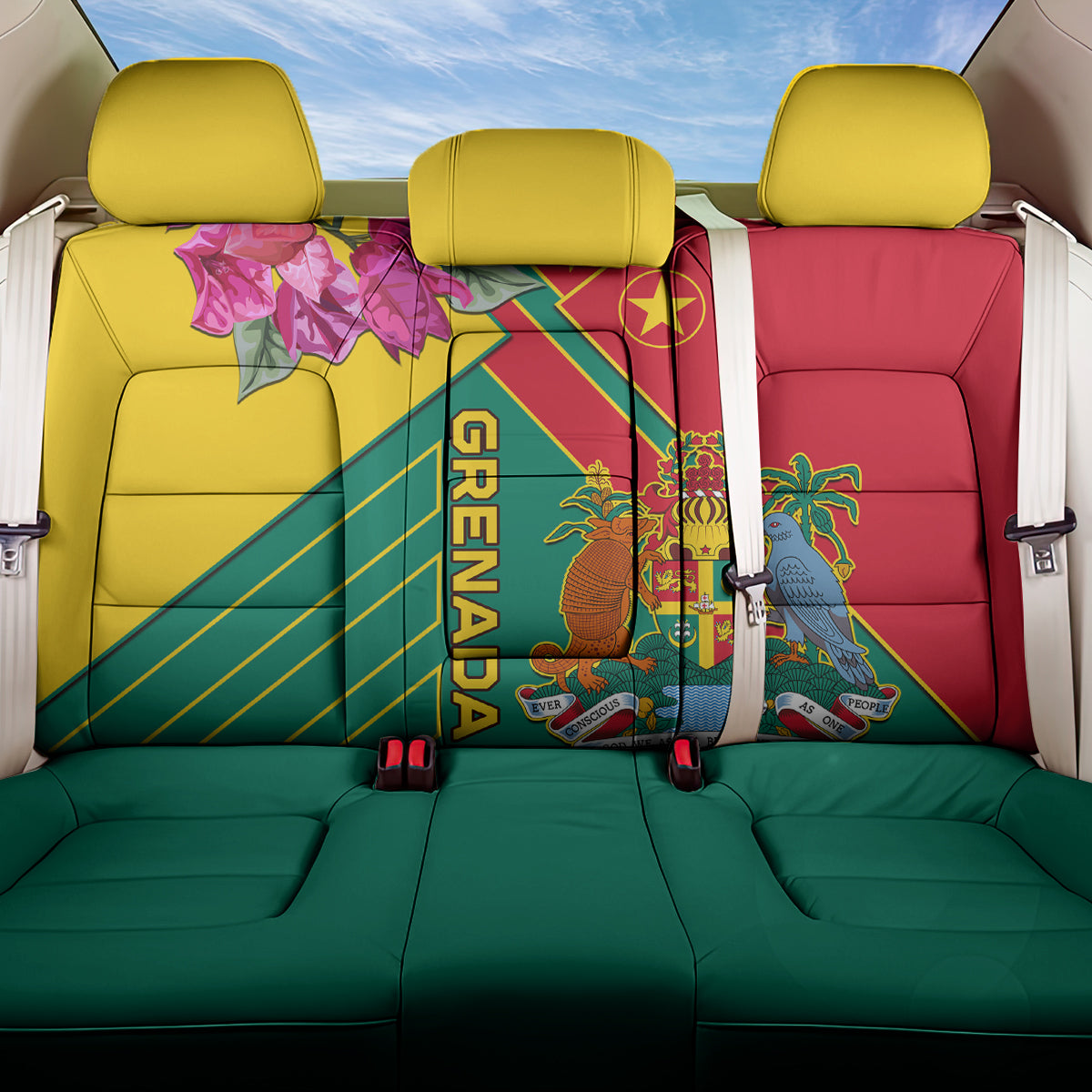 Grenada Back Car Seat Cover Gwenad Bougainvillea Special Version - Wonder Print Shop