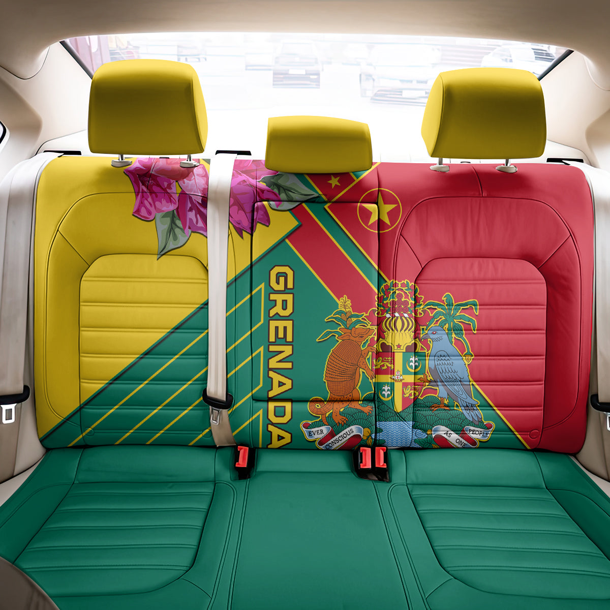 Grenada Back Car Seat Cover Gwenad Bougainvillea Special Version - Wonder Print Shop