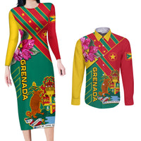 Grenada Couples Matching Long Sleeve Bodycon Dress and Long Sleeve Button Shirt Gwenad Bougainvillea Special Version - Wonder Print Shop