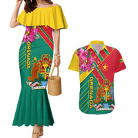 Grenada Couples Matching Mermaid Dress and Hawaiian Shirt Gwenad Bougainvillea Special Version - Wonder Print Shop