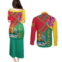 Grenada Couples Matching Puletasi Dress and Long Sleeve Button Shirt Gwenad Bougainvillea Special Version - Wonder Print Shop