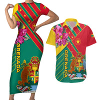 Grenada Couples Matching Short Sleeve Bodycon Dress and Hawaiian Shirt Gwenad Bougainvillea Special Version - Wonder Print Shop