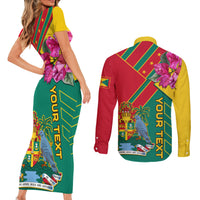 Grenada Couples Matching Short Sleeve Bodycon Dress and Long Sleeve Button Shirt Gwenad Bougainvillea Special Version - Wonder Print Shop