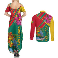 Grenada Couples Matching Summer Maxi Dress and Long Sleeve Button Shirt Gwenad Bougainvillea Special Version - Wonder Print Shop