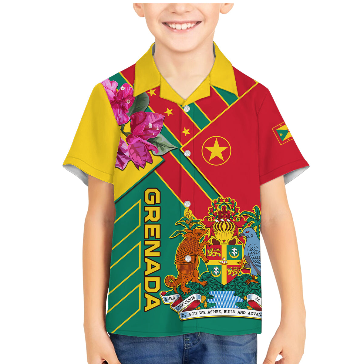 Grenada Family Matching Mermaid Dress and Hawaiian Shirt Gwenad Bougainvillea Special Version - Wonder Print Shop