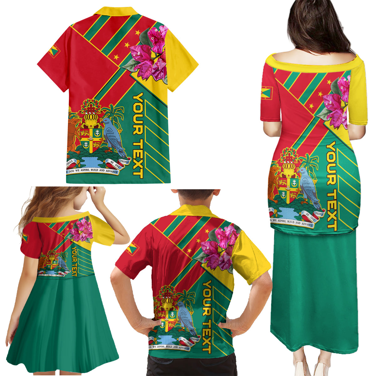Grenada Family Matching Puletasi Dress and Hawaiian Shirt Gwenad Bougainvillea Special Version - Wonder Print Shop