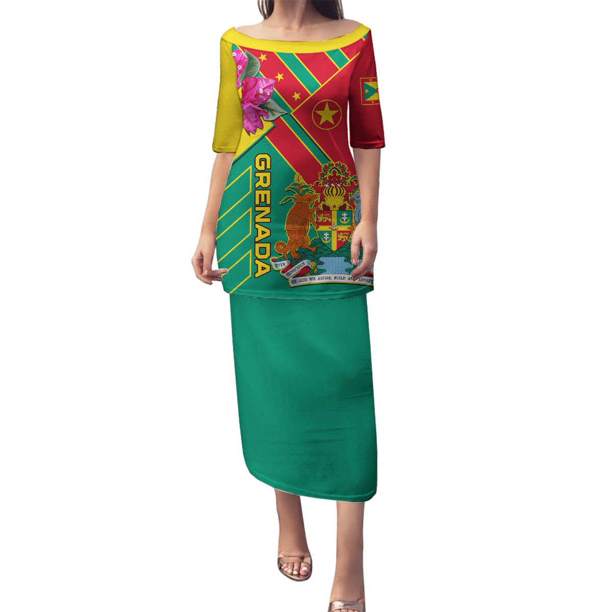 Grenada Family Matching Puletasi Dress and Hawaiian Shirt Gwenad Bougainvillea Special Version - Wonder Print Shop