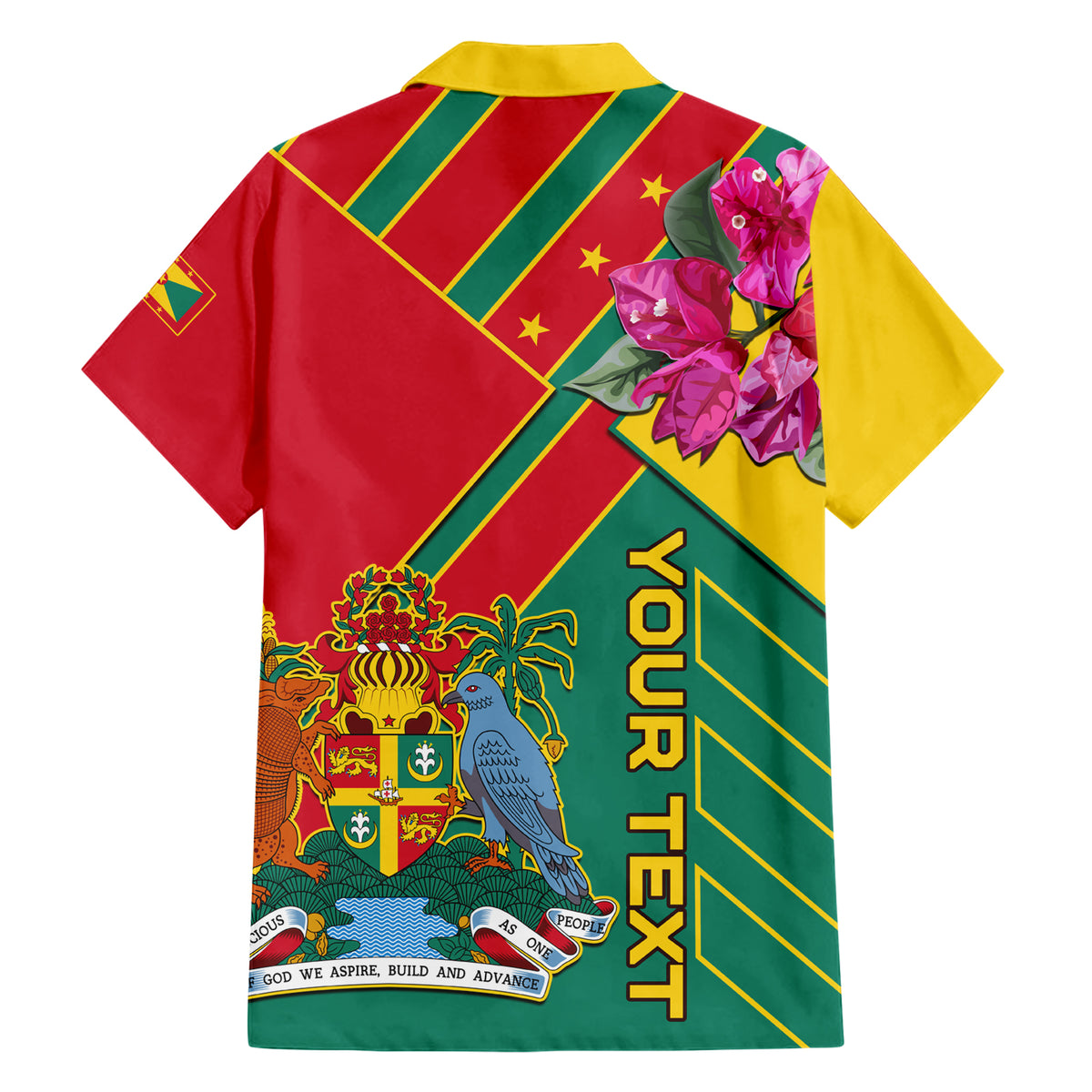 Grenada Family Matching Short Sleeve Bodycon Dress and Hawaiian Shirt Gwenad Bougainvillea Special Version - Wonder Print Shop