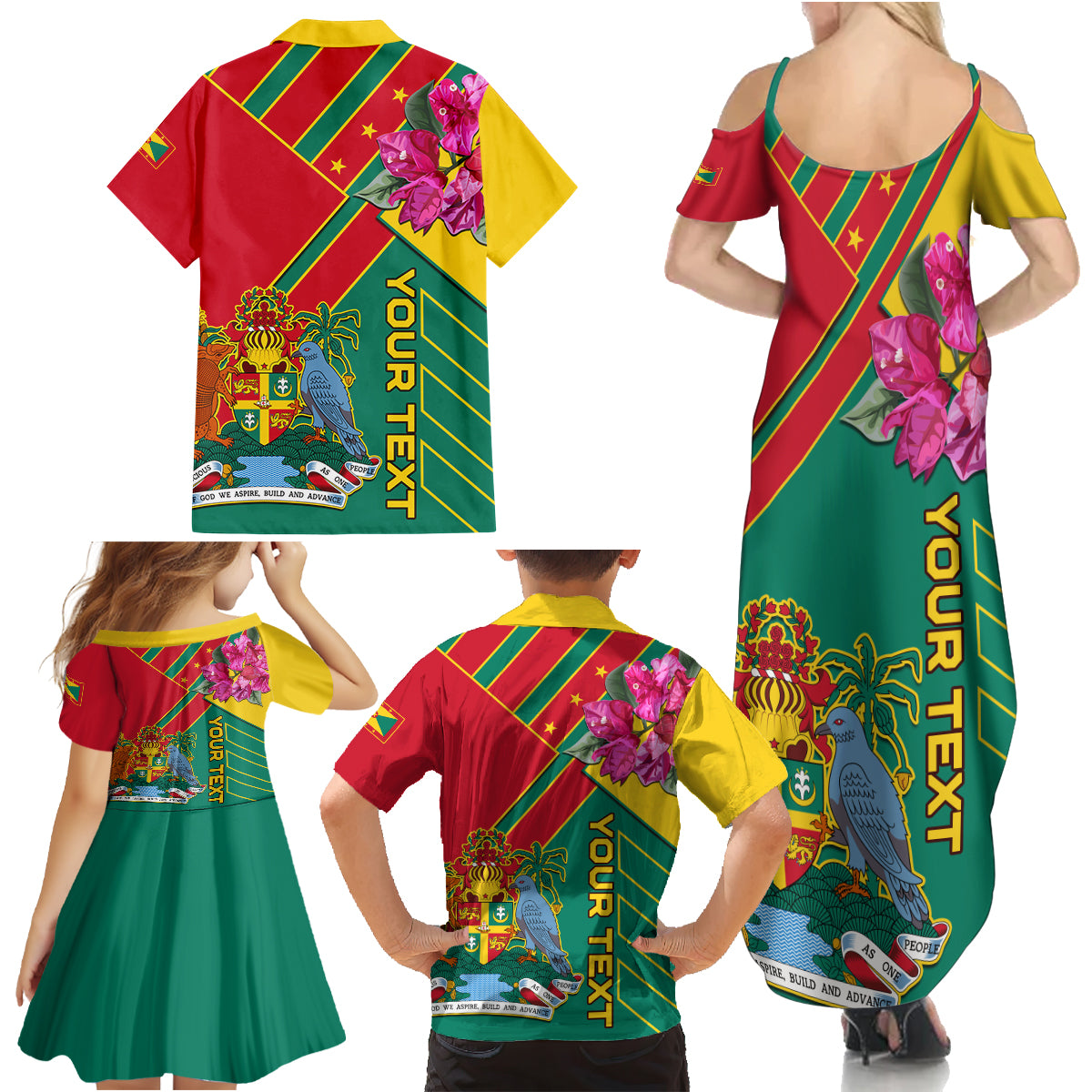 Grenada Family Matching Summer Maxi Dress and Hawaiian Shirt Gwenad Bougainvillea Special Version - Wonder Print Shop