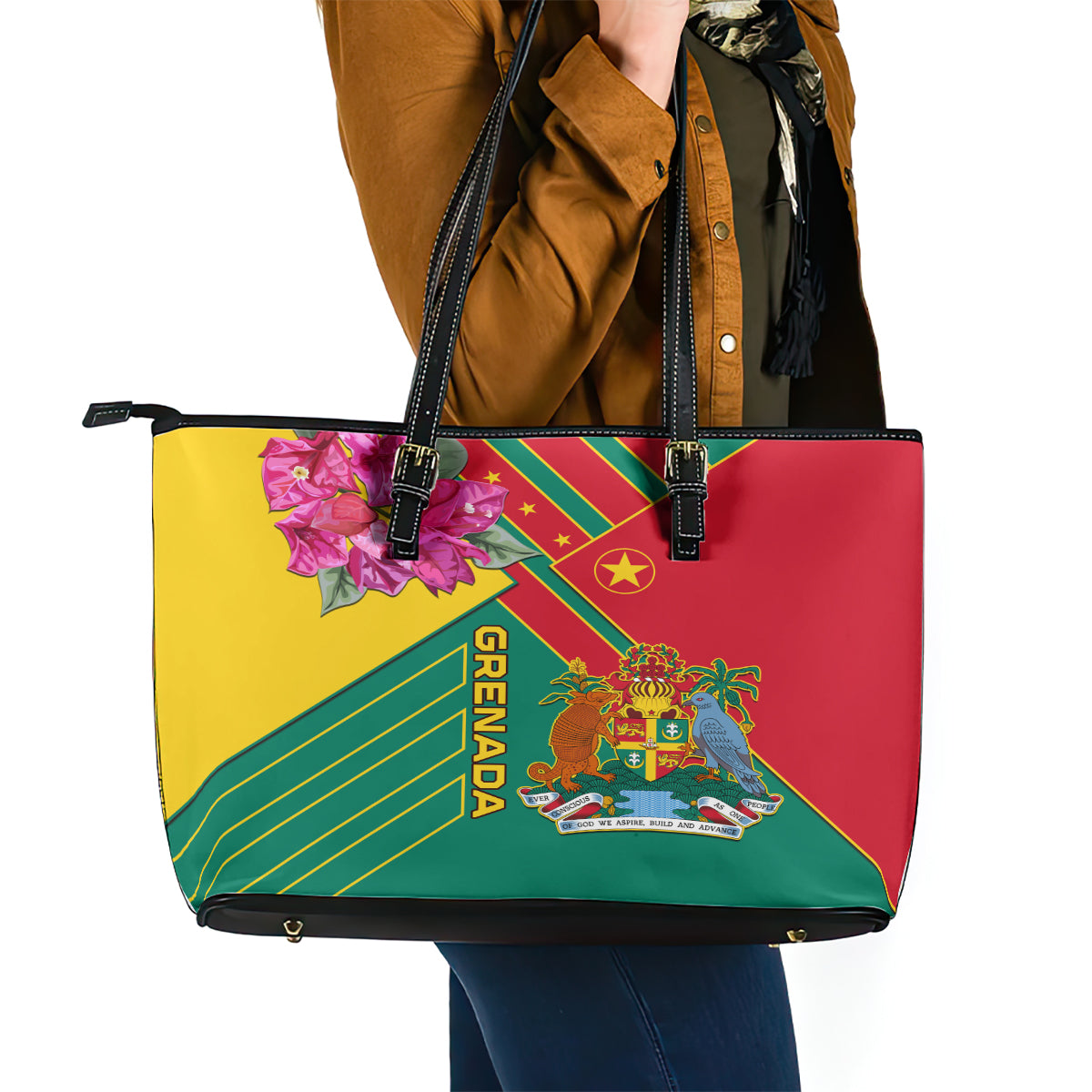 Grenada Leather Tote Bag Gwenad Bougainvillea Special Version - Wonder Print Shop