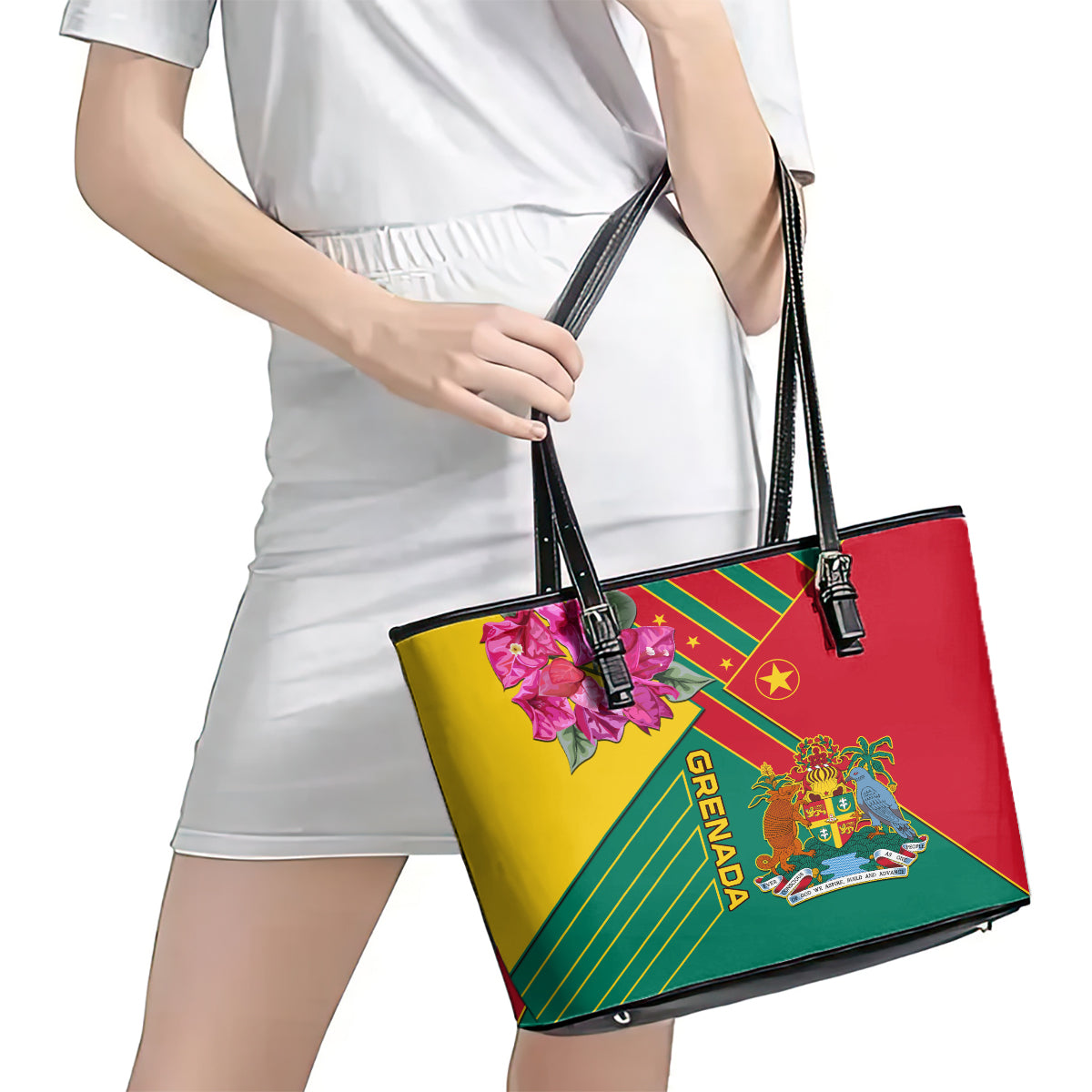 Grenada Leather Tote Bag Gwenad Bougainvillea Special Version - Wonder Print Shop