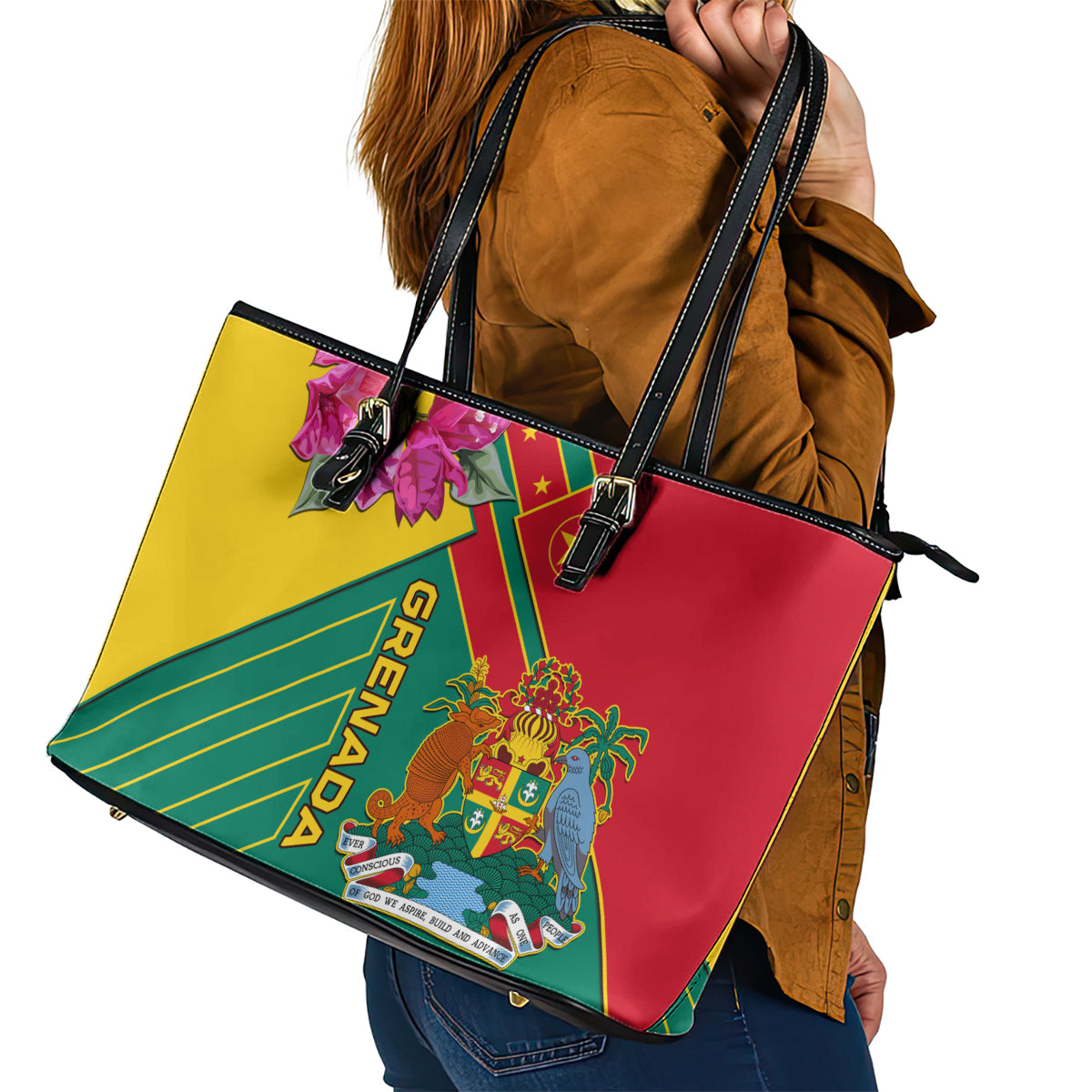 Grenada Leather Tote Bag Gwenad Bougainvillea Special Version - Wonder Print Shop