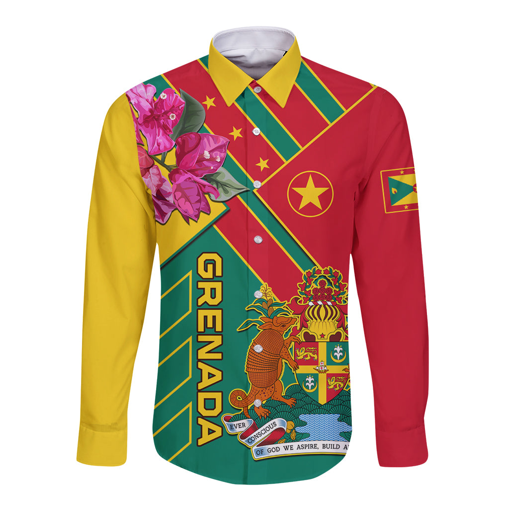 Grenada Long Sleeve Button Shirt Gwenad Bougainvillea Special Version - Wonder Print Shop