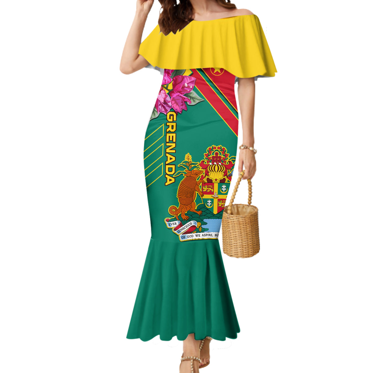 Grenada Mermaid Dress Gwenad Bougainvillea Special Version - Wonder Print Shop