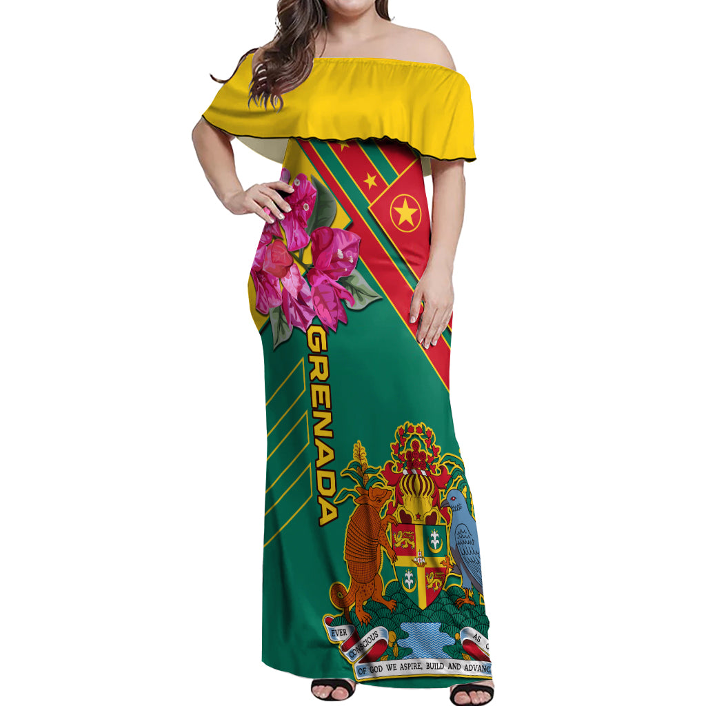 Grenada Off Shoulder Maxi Dress Gwenad Bougainvillea Special Version - Wonder Print Shop