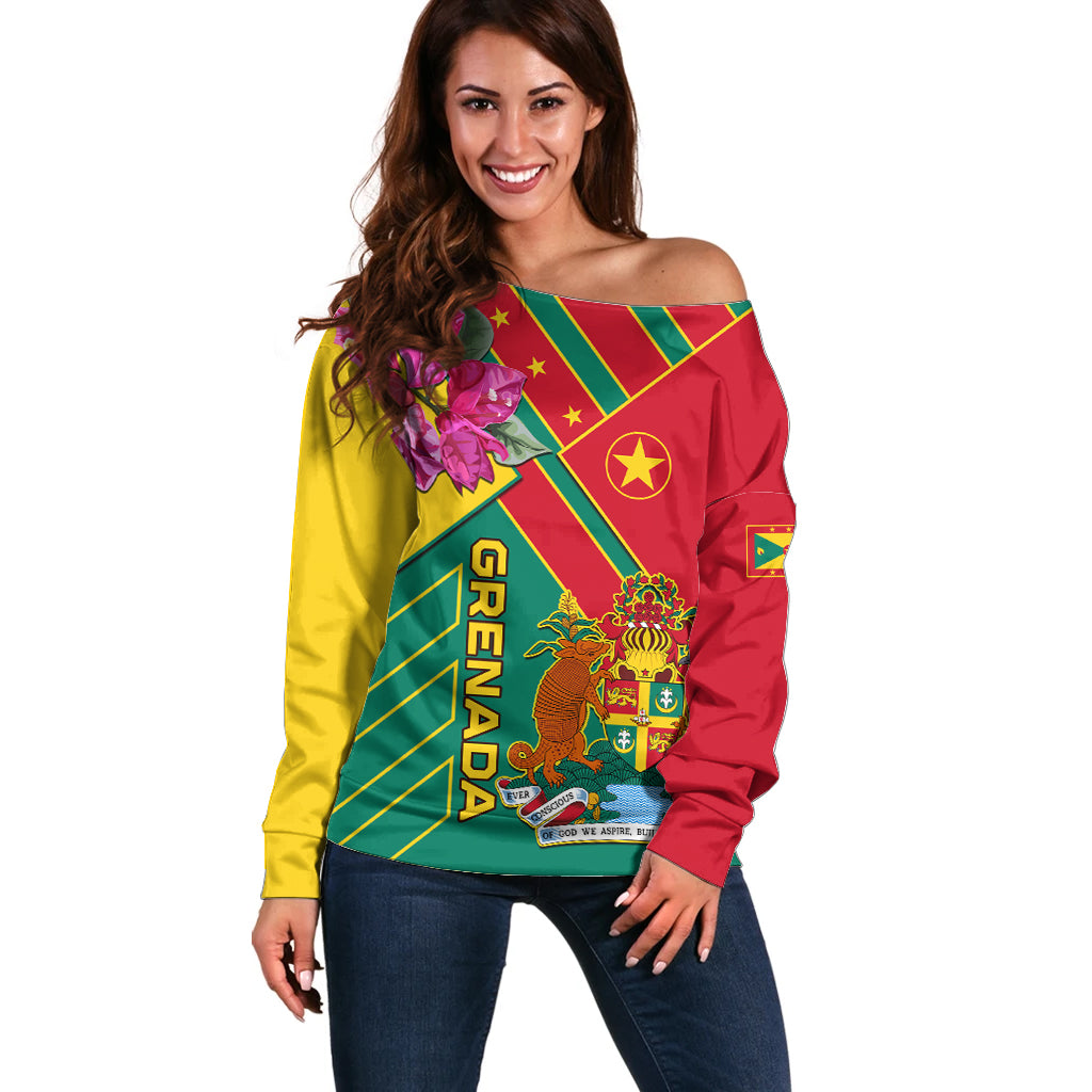 Grenada Off Shoulder Sweater Gwenad Bougainvillea Special Version - Wonder Print Shop