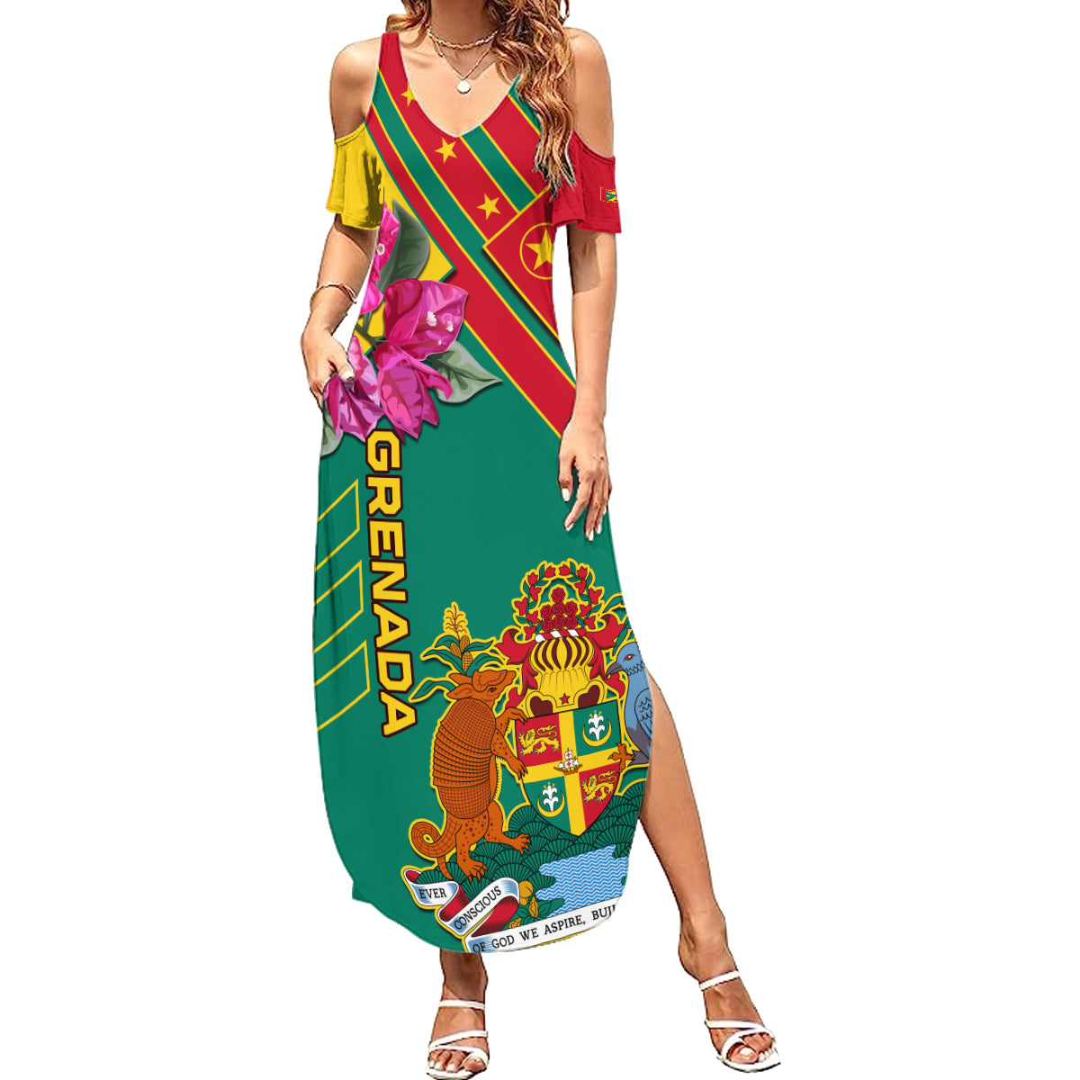 Grenada Summer Maxi Dress Gwenad Bougainvillea Special Version - Wonder Print Shop