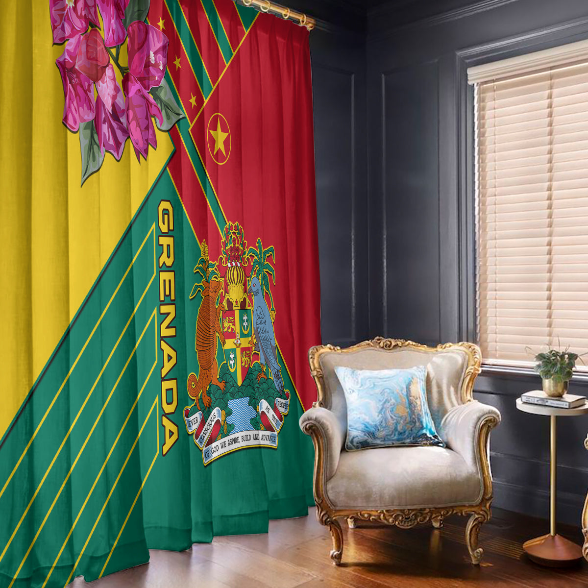 Grenada Window Curtain Gwenad Bougainvillea Special Version - Wonder Print Shop