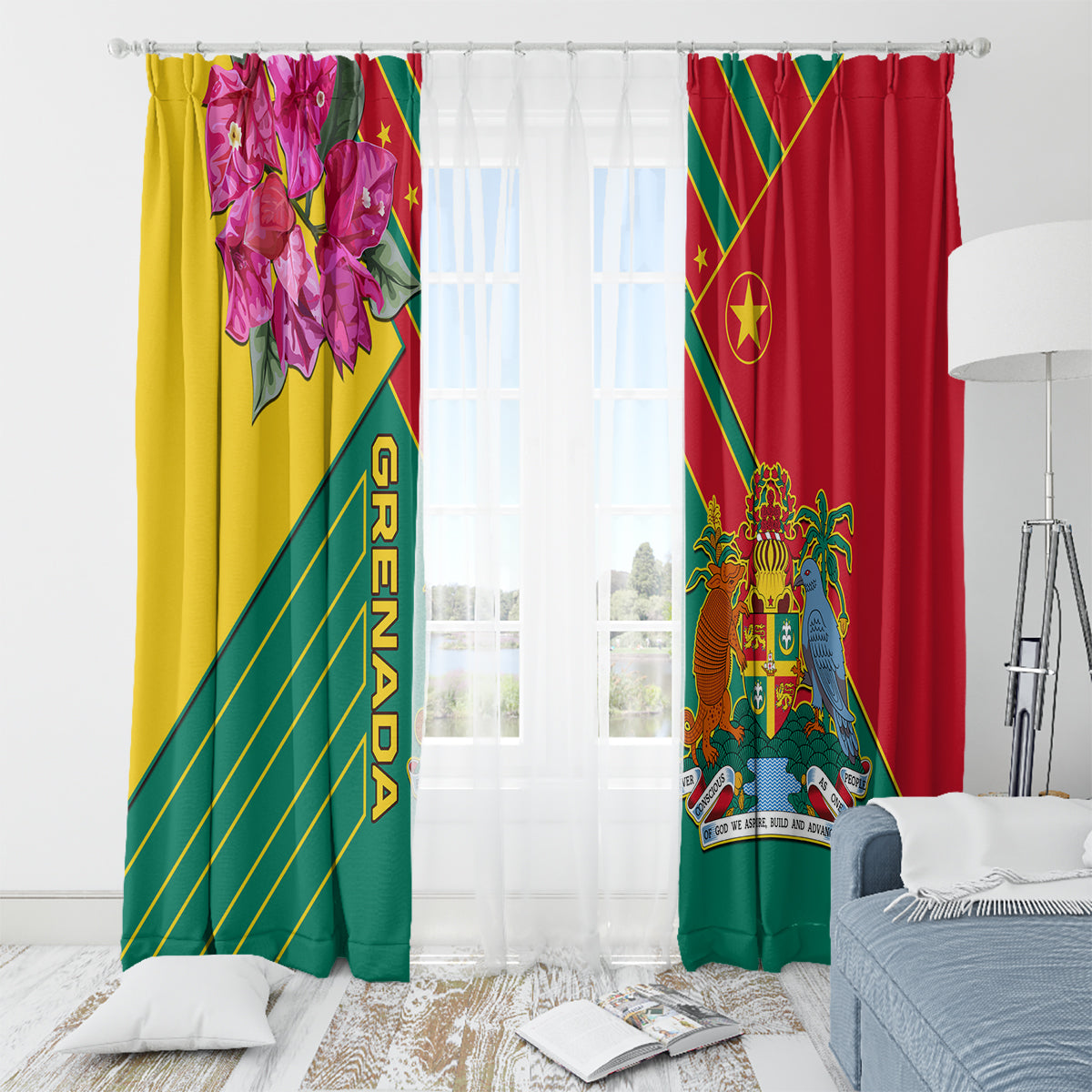 Grenada Window Curtain Gwenad Bougainvillea Special Version - Wonder Print Shop