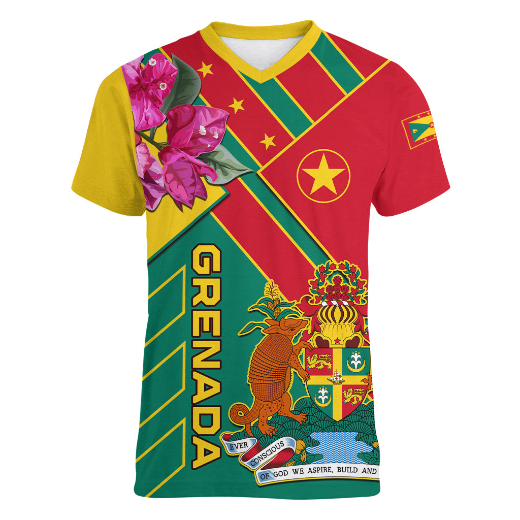 Grenada Women V Neck T Shirt Gwenad Bougainvillea Special Version - Wonder Print Shop