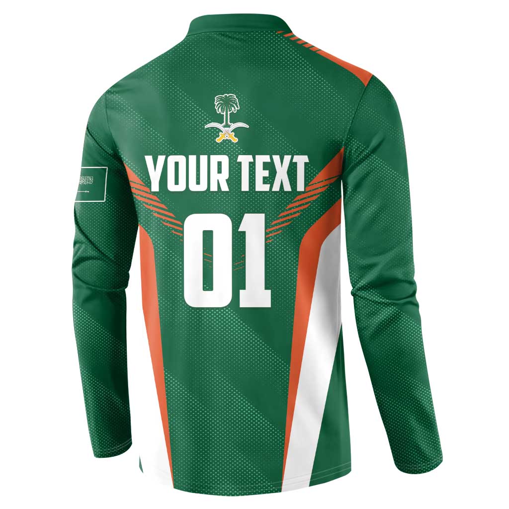 Custom Saudi Arabia Cricket Button Sweatshirt TeamSaudi Go Champions - Wonder Print Shop