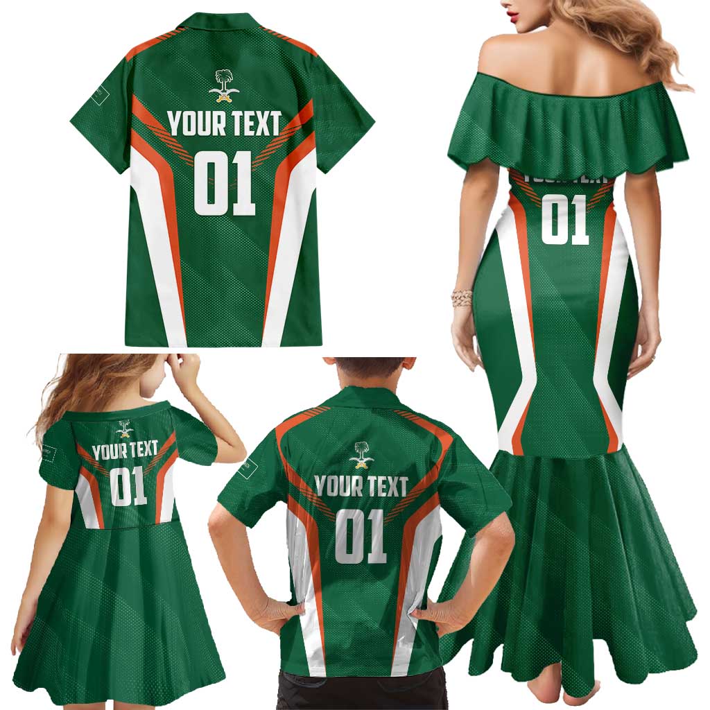 Custom Saudi Arabia Cricket Family Matching Mermaid Dress and Hawaiian Shirt TeamSaudi Go Champions - Wonder Print Shop