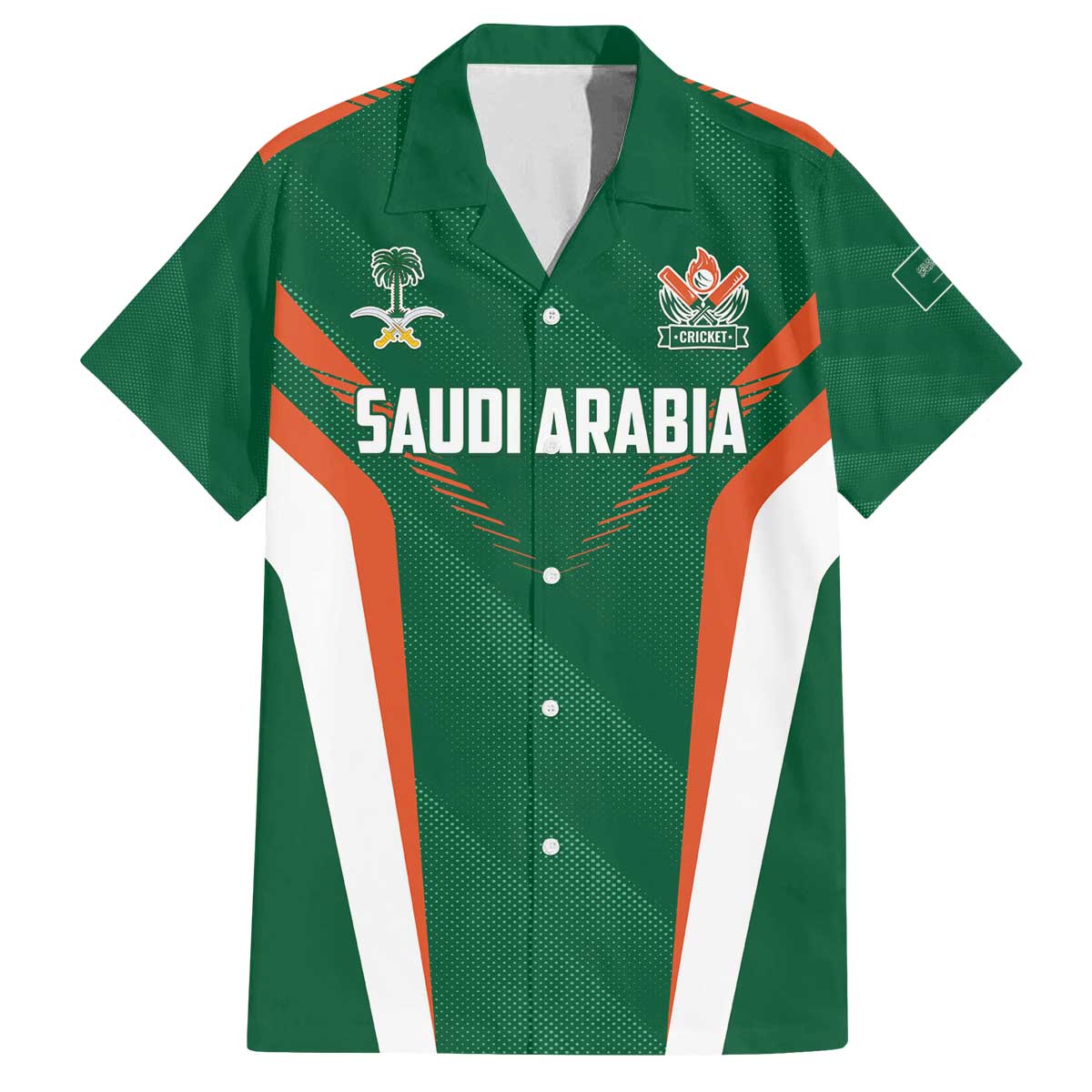 Custom Saudi Arabia Cricket Family Matching Off The Shoulder Long Sleeve Dress and Hawaiian Shirt TeamSaudi Go Champions - Wonder Print Shop