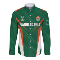 Custom Saudi Arabia Cricket Long Sleeve Button Shirt TeamSaudi Go Champions - Wonder Print Shop