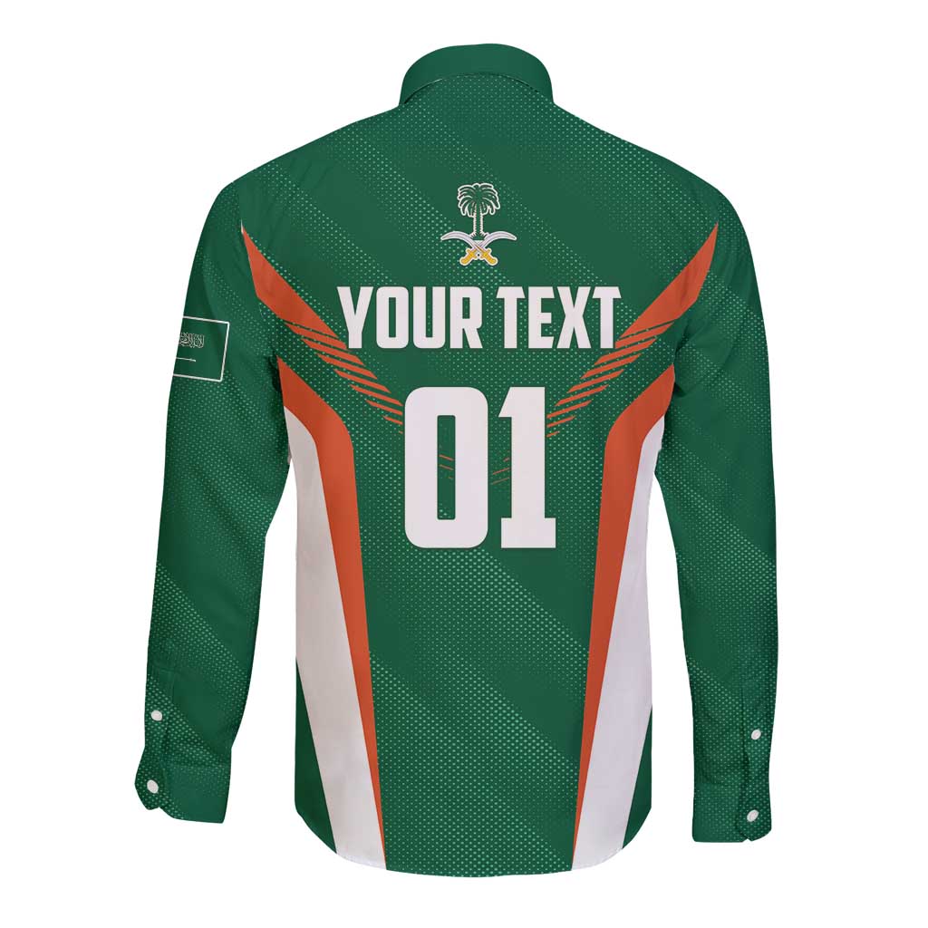 Custom Saudi Arabia Cricket Long Sleeve Button Shirt TeamSaudi Go Champions - Wonder Print Shop