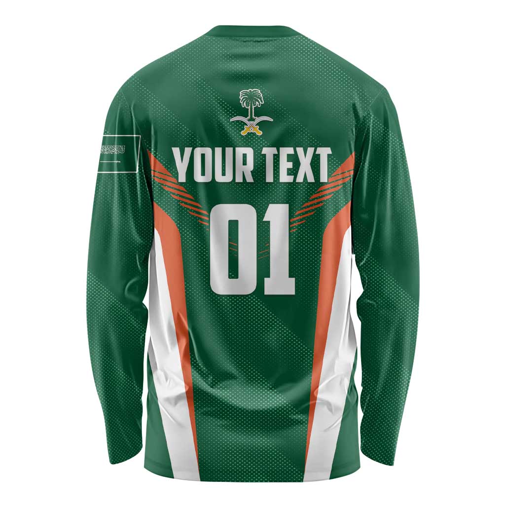 Custom Saudi Arabia Cricket Long Sleeve Shirt TeamSaudi Go Champions - Wonder Print Shop