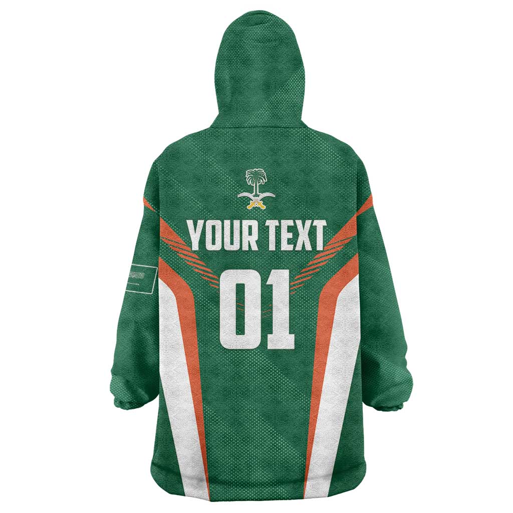 Custom Saudi Arabia Cricket Wearable Blanket Hoodie TeamSaudi Go Champions - Wonder Print Shop